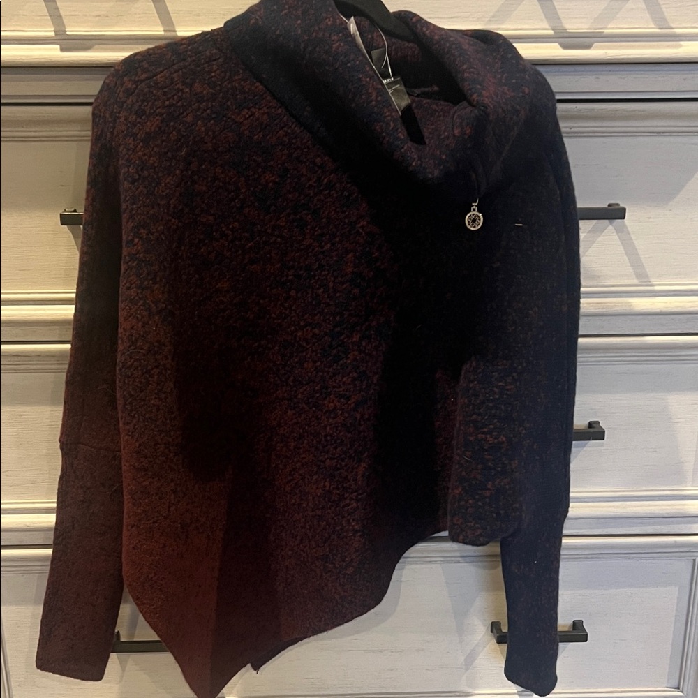 White House Black Market Burgundy and Black Cowl Neck Sweater